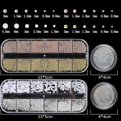 Nail Art Pearls Flatback Rhinestones Nail Charms Gold Silver White Half Round Supplies Luxurious Design Accessories Rhinestones for Women DIY Manicure Decorations