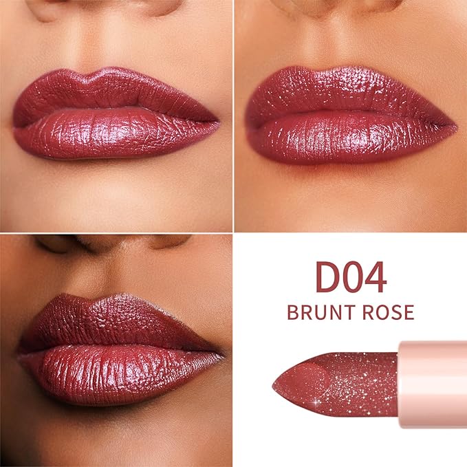 Oulac Shimmer Lipstick Set - 2PCS Vegan Tinted Lip Balm with Nourishing & Hydrating Formula for Soft, Radiant Lips, D03+D04