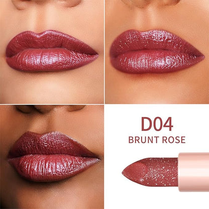 Oulac Shimmer Lipstick Set - 2PCS Vegan Tinted Lip Balm with Nourishing & Hydrating Formula for Soft, Radiant Lips, D03+D04