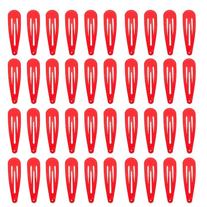40 Counts Red Color Metal Snap Hair Clips 2 Inch Barrettes for Women Accessories