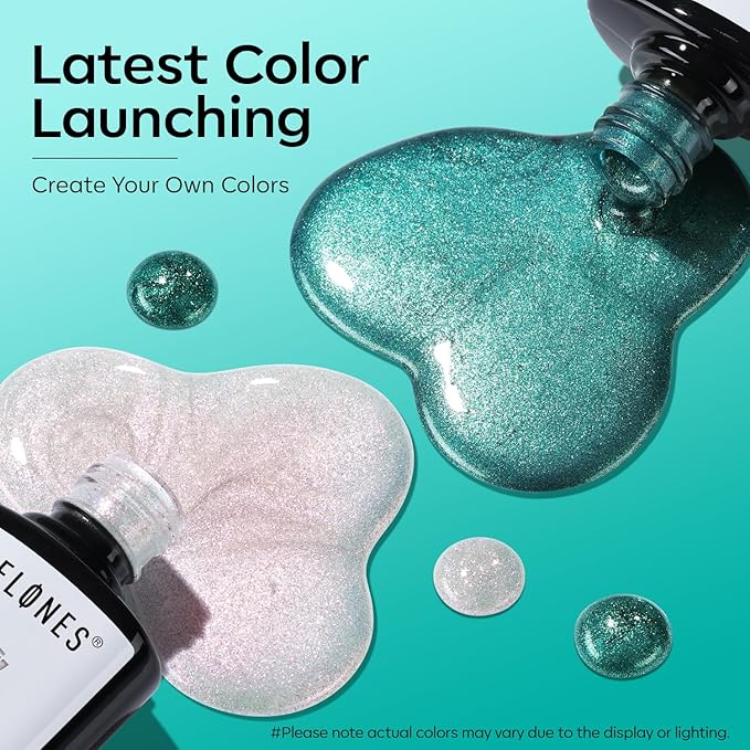 modelones Gel Nail Polish Set 2 PCS 15ML White Green Cat Eye Gel Nail Polish Glitter Holographic Shimmer 9D Cat Eye Gel Polish With Magnet Soak Off Led Nail Art Gel DIY Salon Gift For Women Girl