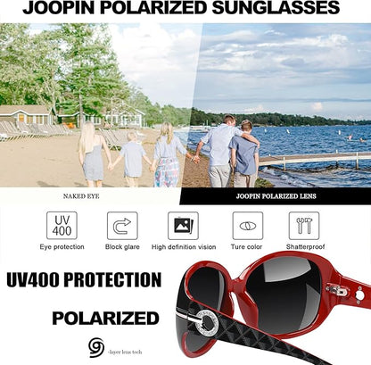 Joopin Big Womens Sunglasses Polarized Trendy Sun Glasses Large Rectangle UV Protection Rhinestone Sunnies