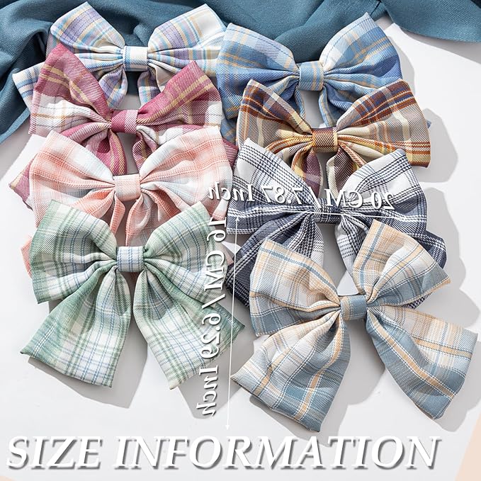 8 PCS Hair Bows for Womens Girls,Bow-knot Hair Clips for Women Thick Hair & Thin Hair,Big Bows Hair Clips,Nonslip Bow Claw Clips for Womens