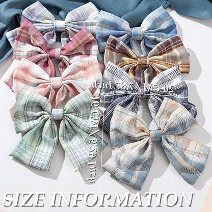 8 PCS Hair Bows for Womens Girls,Bow-knot Hair Clips for Women Thick Hair & Thin Hair,Big Bows Hair Clips,Nonslip Bow Claw Clips for Womens