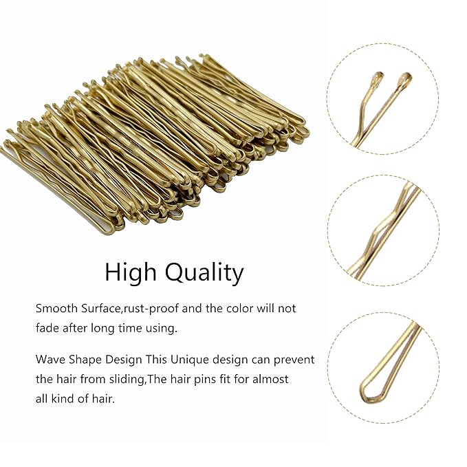 100PCS 2Inches Hair Pins Kit Hair Clips Secure Hold Bobby Pins Hair Clips for Women Girls and Hairdressing Salon With Clear Storage Box(Gold)