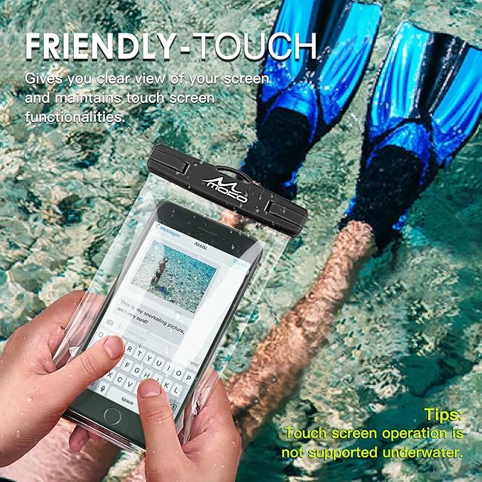 MoKo Waterproof Phone Pouch 2Pack, Underwater Phone Case Dry Bag with Lanyard Compatible with iPhone 16 14 13 12 11 Pro Max X/Xr/Xs Max/SE 3, Samsung S21/S10/S9, Note 10/9/8, Black+Black