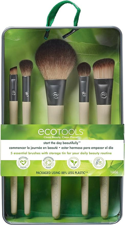 EcoTools Daily Defined Eye Makeup Brush Kit, Travel Friendly, Versatile Eye Makeup Looks, Convenient Makeup Tools On-The-Go, For Eyeshadow & Eye Liner, Eco-Friendly Makeup Brushes, 5 Piece Set