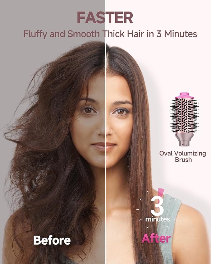 5 in 1 Hair Dryer Brush WindBlow Magic Styler, 110,000 RPM High-Speed Turbo Blow Dryer Brush, Professional 500 Million Negative Ionic Hair Dryer, for Curling Volumizing Air Styling