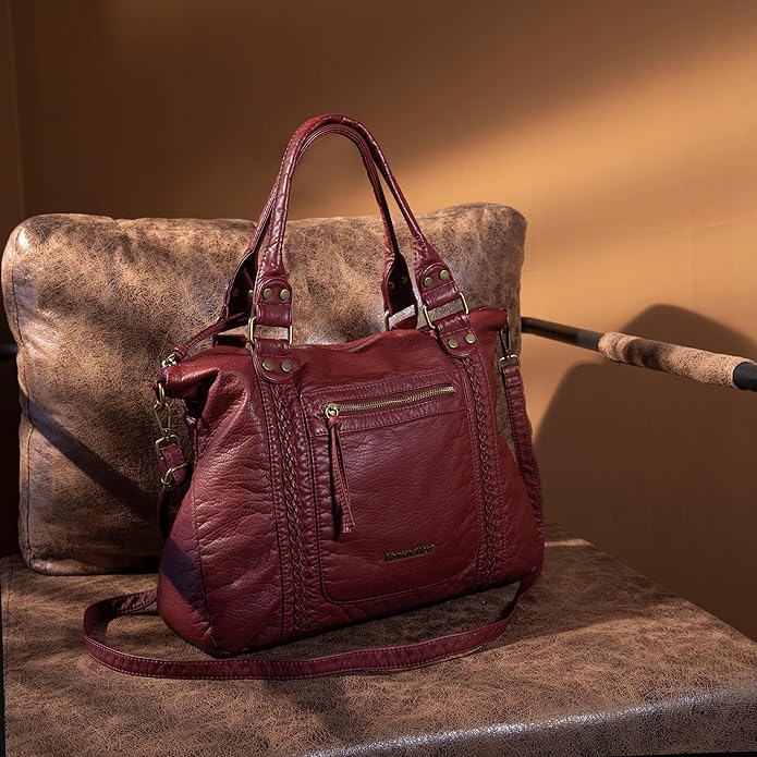 Montana West Washed Leather Hobo Bags for Women Roomy Handbags with Crossbody Strap