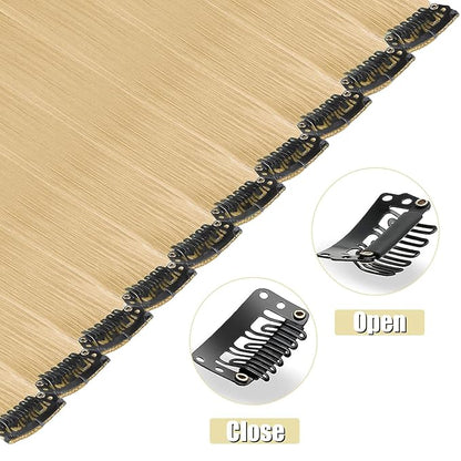 12 PCS Blonde Hair Extensions Clip in for Kids, 20 Inch Colored Party Synthetic Neon Highlights Extensions, Rainbow Hair Accessories for Girls Women Hair Pieces