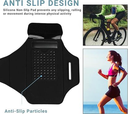 Armband with Airpods Pocket Cell Phone Armband for iPhone 14 13 Pro 14 Plus 12 11 XR XS, Galaxy S20/S10 Water Resistant Sports Phone Holder Case & Zipper Slot Car Key Holder for 6.5 inch Phone