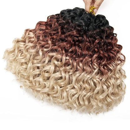 8 Packs Curly Crochet Hair GoGo Curl Crochet hair for Women Deep Wave Braiding hair,Synthetic Bohemian Crochet Braid Water Wave Crochet hair Extensions(1B/30/613, 10inch)
