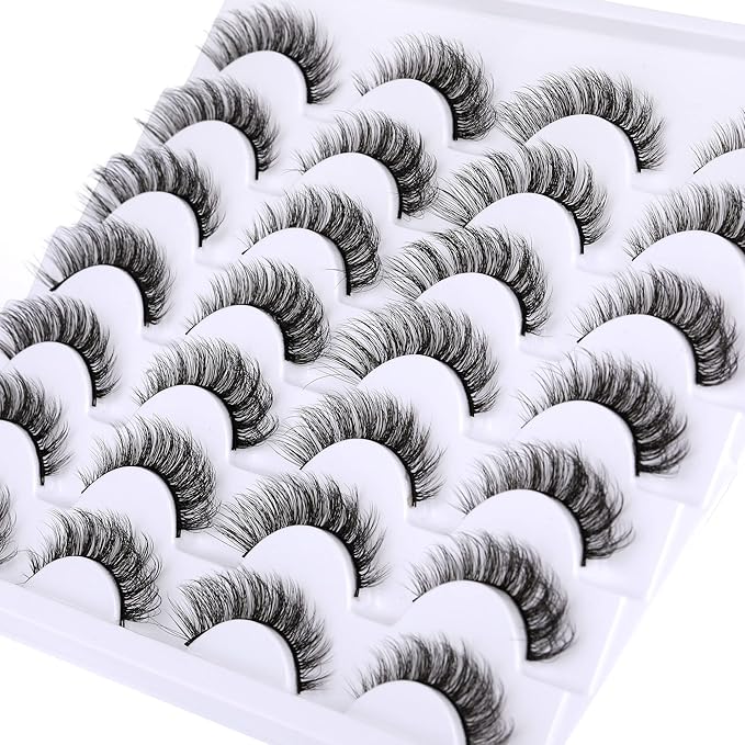 Newcally Cat Eye Lashes Natural Look False Eyelashes Short Wispy 3D Volume Fake Eye Lashes Pack 14 Pairs