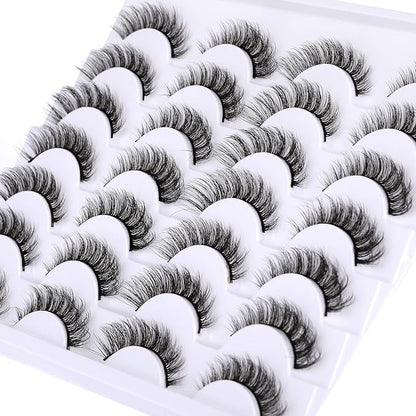 Newcally Cat Eye Lashes Natural Look False Eyelashes Short Wispy 3D Volume Fake Eye Lashes Pack 14 Pairs