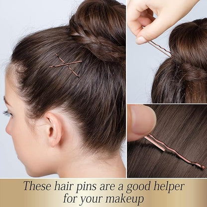 100PCS 2Inches Hair Pins Kit Hair Clips Secure Hold Bobby Pins Hair Clips for Women Girls and Hairdressing Salon With Clear Storage Box(Brown)