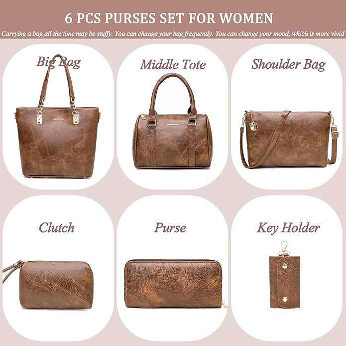 2E-youth Designer Purses and Handbags for Women Satchel Shoulder Bag Tote Top Handle Bag