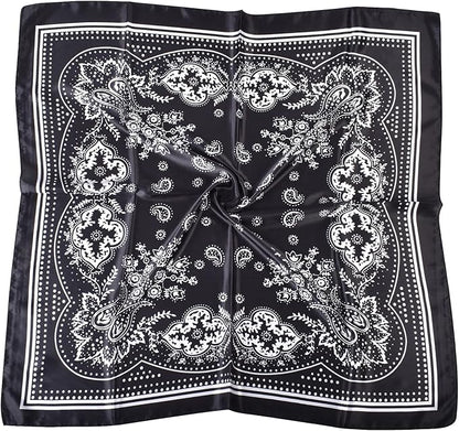 35 x 35 Women's Fashion Pattern Large Square Silk Like Hair Scarf Head Sleeping Wrap Satin Neck Bandana for Gift…