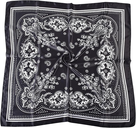 35 x 35 Women's Fashion Pattern Large Square Silk Like Hair Scarf Head Sleeping Wrap Satin Neck Bandana for Gift…