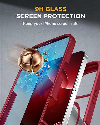 Miracase for iPhone 16 Pro Max Case 6.9'', [Bubble Free] Full-Body Bumper Phone case with Built-in Full Glass Screen &Lens Protector,Compatible with MagSafe,Drop Proof 16 Pro Max Cover,Plum