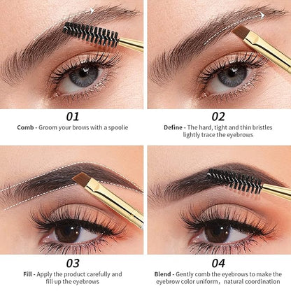 Docolor Eyebrow Brush Duo Eyebrow Spoolie 3Pcs Professional Angled Eye Brow Brush Perfect for Lining and Shaping Brows, Spoolie for Brows or Lashes White