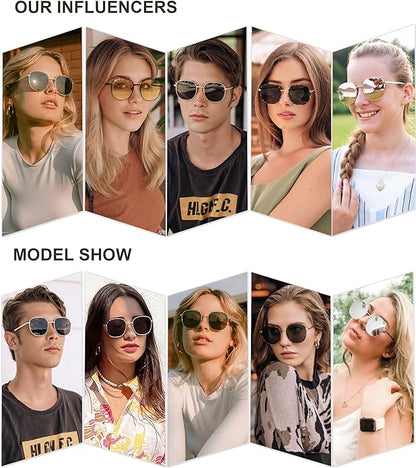 SOJOS Classic Trendy Square Sunglasses for Women Men Cute Big Frame Gold Shades SJ1137