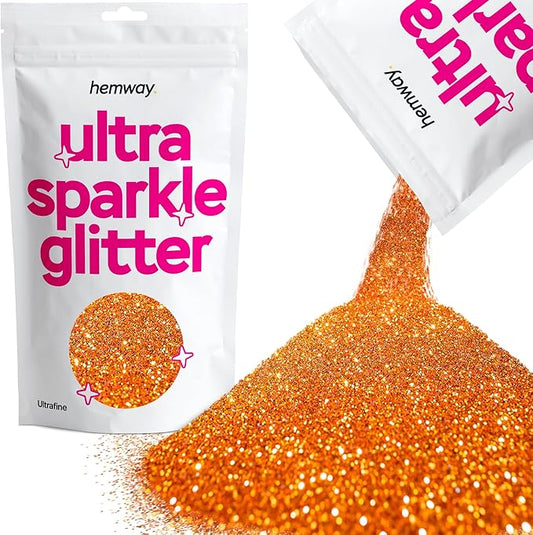 Hemway Premium Ultra Sparkle Glitter Multi Purpose Metallic Flake for Nail Art, Cosmetic Graded, Makeup, Festival, Party, Hair, Body and Eyes 100g / 3.5oz - Copper