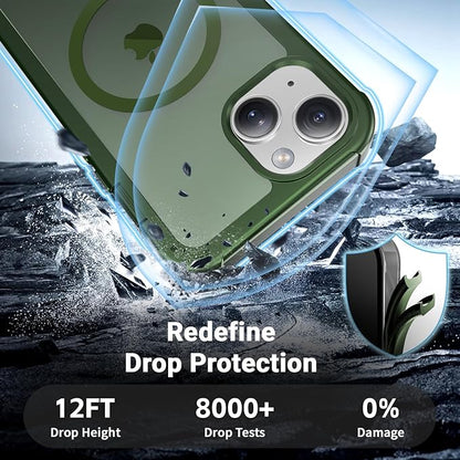 for iPhone 14 case, with [Compatible with MagSafe][Military Grade Drop Protection][Heavy Duty Protection][Non-Slip][Shockproof] with 2-Layer Durable Bumper Phone Case 6.1''-Army Green