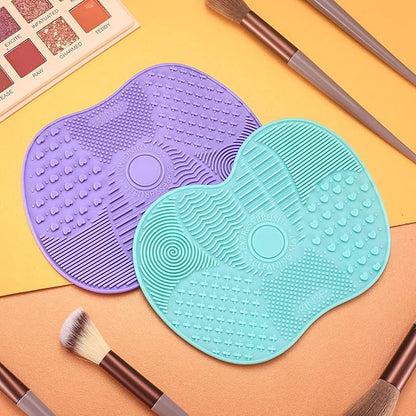 2 Pcs Silicone Make Up Brush Cleaning Mat, Makeup Brush Cleaner Mats, Cosmetic Cleaning Pads, Portable Washing Tool with Suction Cup for Makeup Cosmetic Brushes