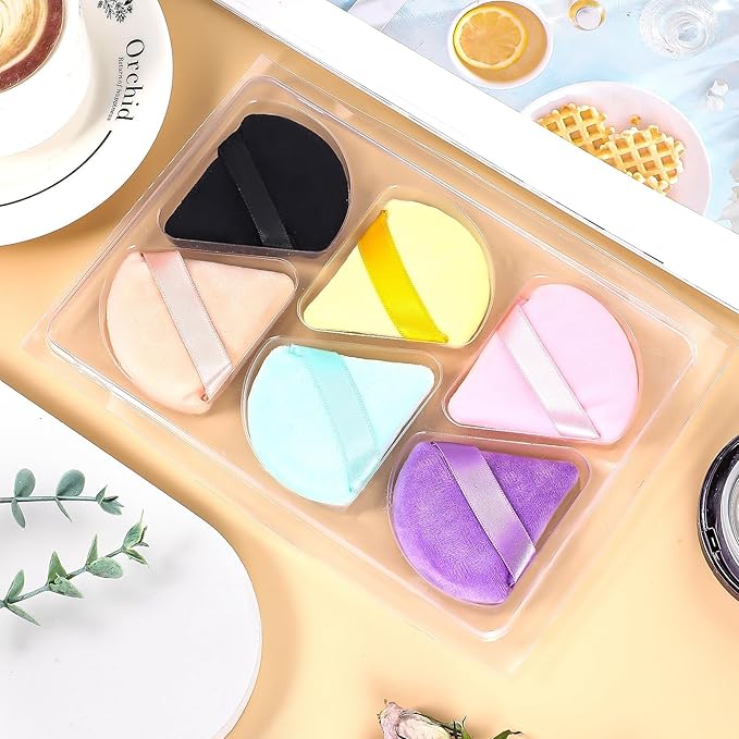 Pimoys 6 Pieces Powder Puff Soft Makeup Sponge Triangle Make Puff for Face Powder Cosmetic Foundation Sponge Beauty Makeup Tool, MultipleColors