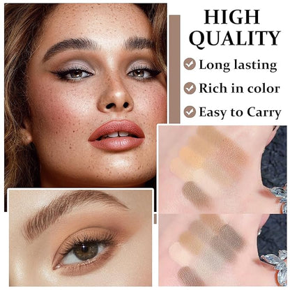 9 Color Matte Naked Eyeshadow Palette - Natural Nude, Smoky Brown, Taupe Ultra-Blendable Highly Pigmented Eye Shadows with Brush - 04 Milk Tea