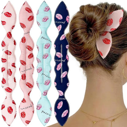 4 Pcs Deft Twist Donut Hair Bun Maker and Rabbit Ear Bun Twister - Flexible and Quick Hair Styling Accessories for Women and Girls