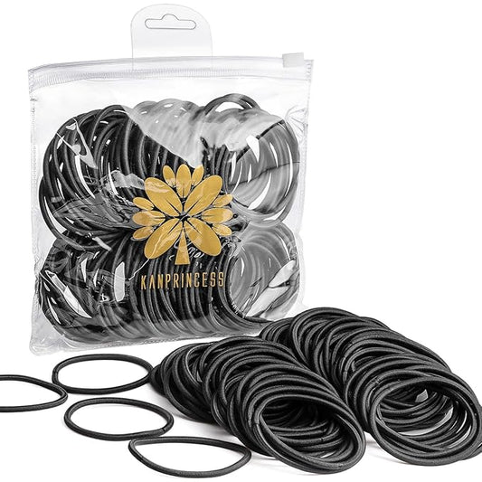 100PCS Black Hair Ties For Thick Hair, Ponytail Holders Hair Ties No Damage For Women, Elastic Thick Hair Ties Hair Bands For Girl Thin Hair (Black)