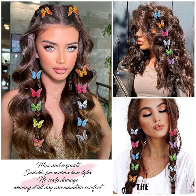 20Pcs Butterfly Hair Clips for Women Moving Glitter Butterfly Clip Fairy Accessories Bright Style