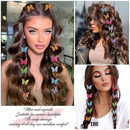 20Pcs Butterfly Hair Clips for Women Moving Glitter Butterfly Clip Fairy Accessories Bright Style