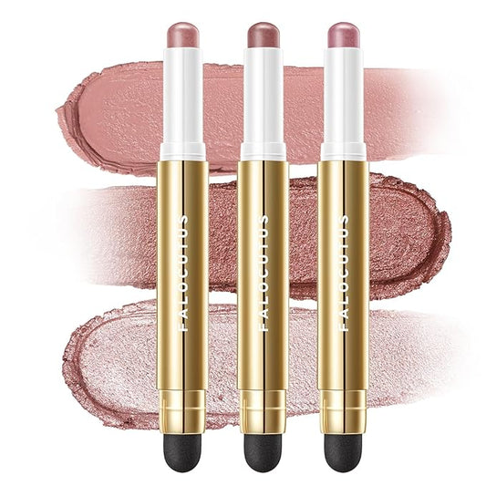 3 PCS Gel Eyeshadow Stick,Cream Matte and Shimmer Eyeshadow Pencil,Waterproof & Smudge-Proof Highlighter Makeup Pen,Long Lasting Shimmer Finishing and Create Resistant,P-Heavenly Letter