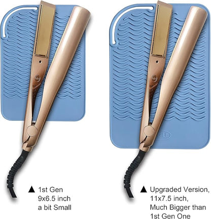 11" X 7.5" Large Heat Resistant Silicone Mat for Hair Styling Tools, Hair Straightener Pad, Curling Iron Mat, Flat Iron Mat, Hot Iron Holster Pad Counter Cover for Travel Vanity Salon