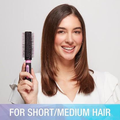 Conair Salon Results Round Hairbrush - Hair brush for blow out - blowdryer brush - features nylon bristles - Adds body and fullness - suitable on all lengths - Pink/Black