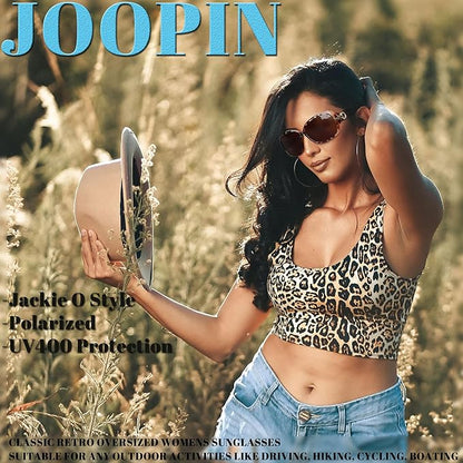 Joopin Big Womens Sunglasses Polarized Trendy Sun Glasses Large Rectangle UV Protection Rhinestone Sunnies