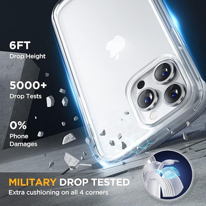 Miracase iPhone 13 Pro Max 6.7" Glass Case - 2023 Full-Body Clear Bumper with 9H Tempered Screen Protector, Matte White