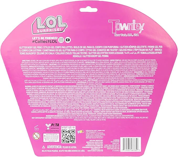 L.O.L Surprise 16 Piece Glitter Pen Body Art Set, Glittery and Bright Colors, Ages 3+ by Townley Girl