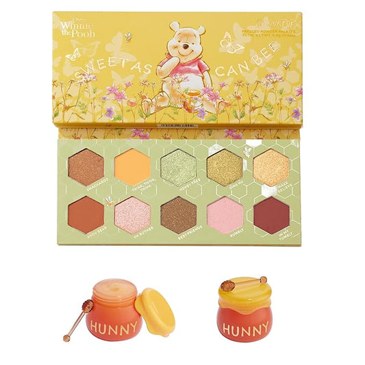 ColourPop Winnie the Pooh Bundle – Sweet As Can Bee Eyeshadow Palette (0.4 oz) & Hunny Pot Lip Scrub & Mask Set (2 Count) – Honey-Inspired Makeup & Lip Care Duo