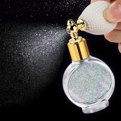 Silver Body Glitter Spray - Holographic Shimmer Spray Powder Sparkle for Hair and Body, Face, Clothes, Nail Art Crafts Design, Halloween and Easter Festival Makeup