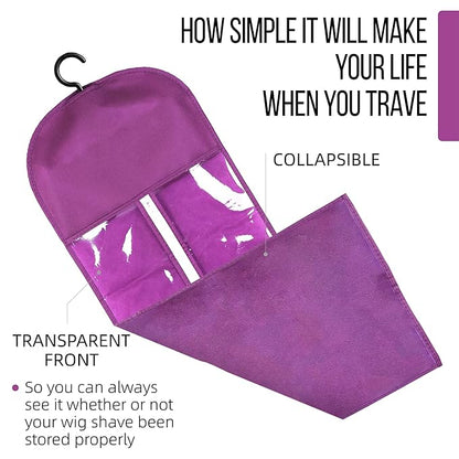 3PCS Wig Bags Storage with Hanger Wig Holder Wig Hanger for Multiple Wigs Portable Hair Extension Holder Dust-proof Hair Extension Storage Wigs Stand Hair Extensions, wigs & accessories (Purple)
