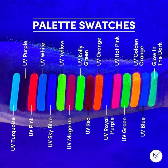 UV Fluorescent Alcohol Airbrush Paints - 2 fl oz, Glow Effect, Waterproof, Sweatproof, Highly Pigmented Liquid Makeup for Bodypainting, Film, TV, Festivals - UV Golden Orange