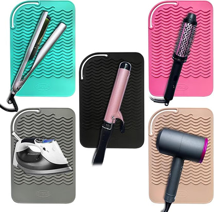 11" X 7.5" Large Size Heat Resistant Silicone Travel Mat for Hair Straighteners, Curling Irons, Flat Irons - Rose Pink