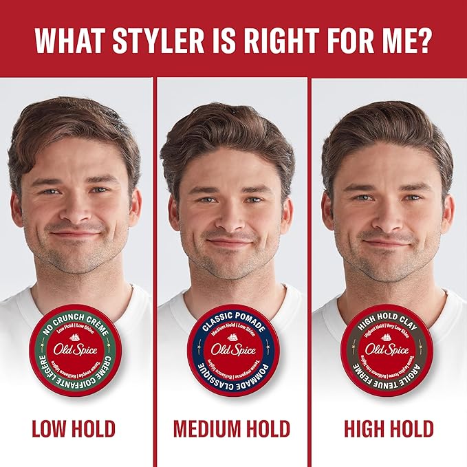Old Spice No Crunch Crème, Hair Styling Crème for Men, Low Hold with Low Shine, 2.22 oz
