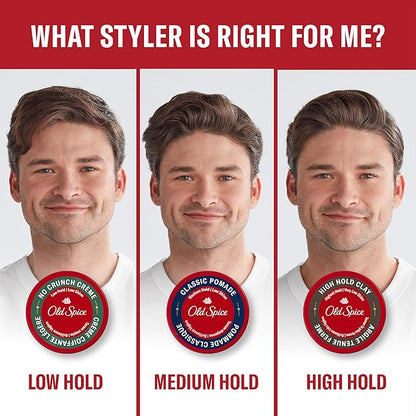 Old Spice No Crunch Crème, Hair Styling Crème for Men, Low Hold with Low Shine, 2.22 oz