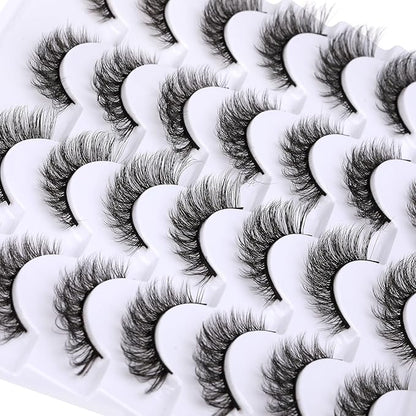 Newcally Cat Eye Lashes Natural Look False Eyelashes Short Wispy 3D Volume Fake Eye Lashes Pack 14 Pairs