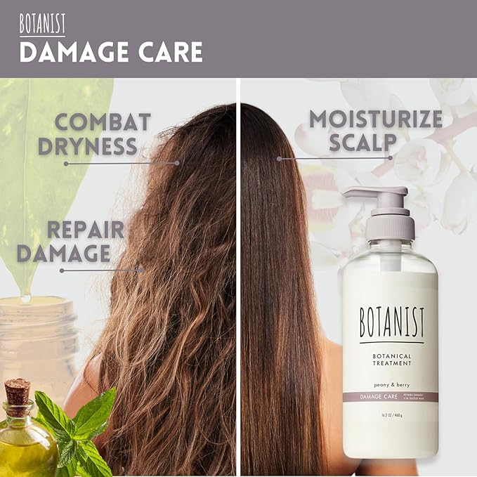 Organic Hair Conditioner for Damaged & Tangled Hair Women & Men, Keratin Treatment for Itchy Scalp with Camellia & Sunflower Seed Oil in Japan, Sulfate& Paraben Free, PEONY& BERRY, 16.2 Fl Oz