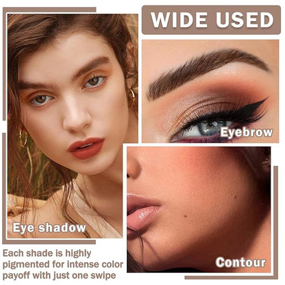 9 Colors Matte Naked Eyeshadow Palette Natural Nude Shimmer Glitter Eyeshadow Palette Ultra-Blendable Highly Pigmented Eye Shadow Makeup Palette with Brush-01 Peach Style